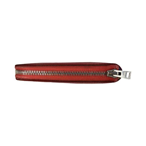 Hermès Silk-In Long Zip Wallet Red Epsom Leather Belt Strap Print Luxury Silk - Picture 14 of 16